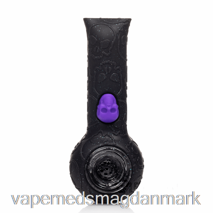 Vape Juice Stratus Silikone Kranium Håndpipe Skinnende Panter (glitter Sort / Uv Grøn Bi)